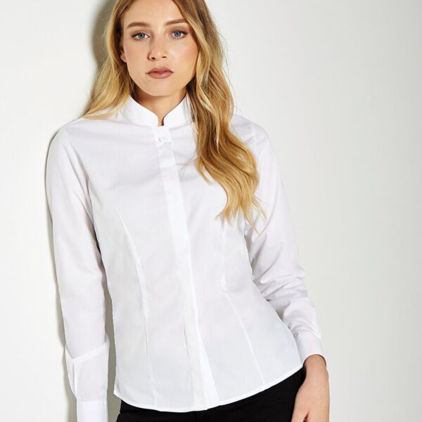 Women's mandarin collar fitted shirt long sleeved Thumbnail